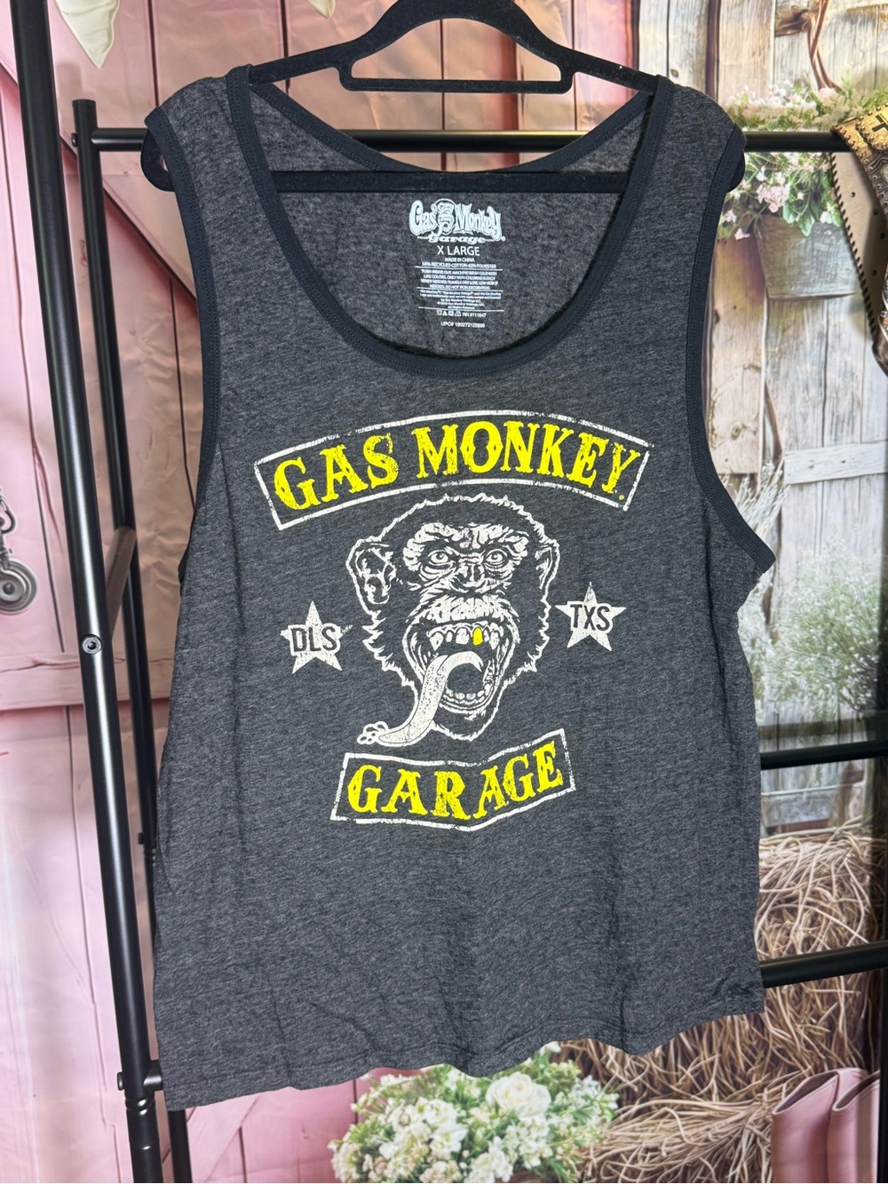 Gas Monkey Garage Charcoal Graphic Tank Top - Size XLarge